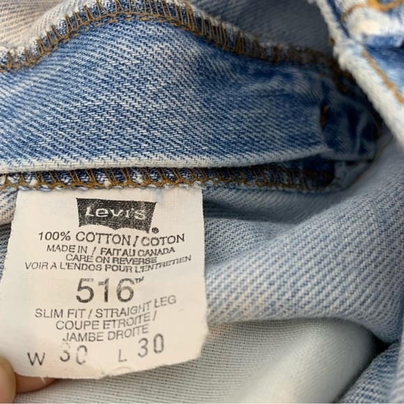 Levi's Vintage 516 Slim Fit High Rise Red Tab  Patched Boho Jeans sz 30 - Picture 8 of 9